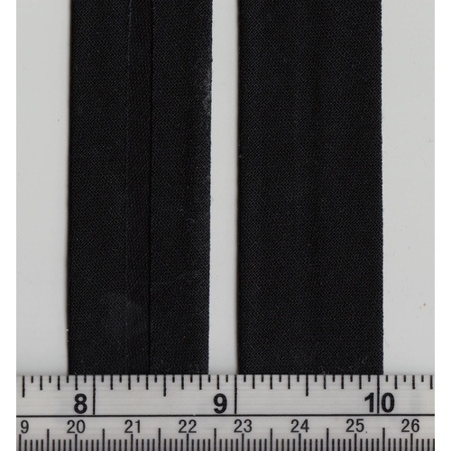 Cotton Bias Binding, 25mm Single Folded, BLACK Per 5 Metre Pack