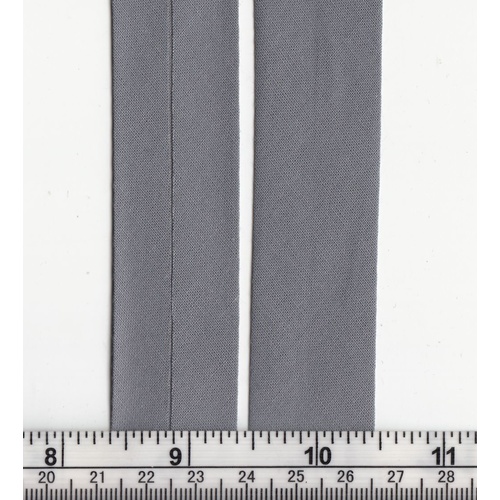 Cotton Bias Binding, 25mm Single Folded, GREY Per 20 Metre