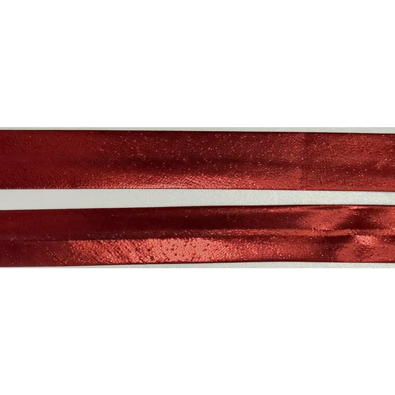 Metallic RED Bias Binding, 25mm Single Folded, Per Metre