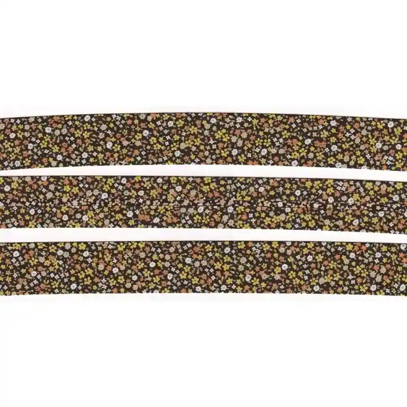 MICRO FLOWERS Print Cotton Bias Binding, 25mm Single Folded By The Metre