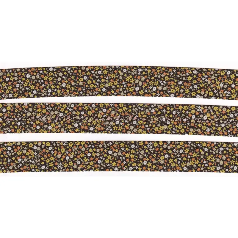 MICRO FLOWERS Print Cotton Bias Binding, 25mm Single Folded By The Metre