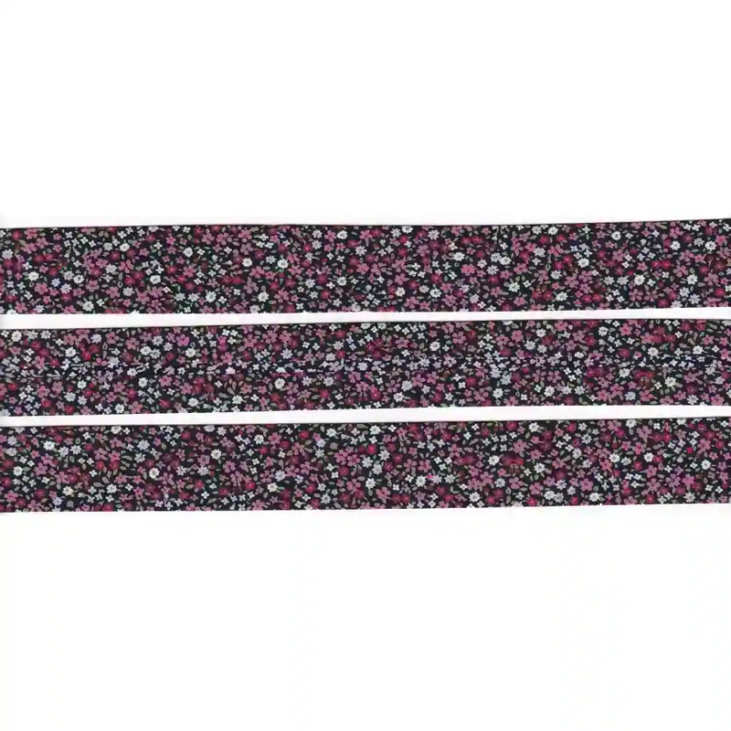 MICRO FLOWERS BOTTLE 25mm Cotton Bias Binding Single Folded By The Metre