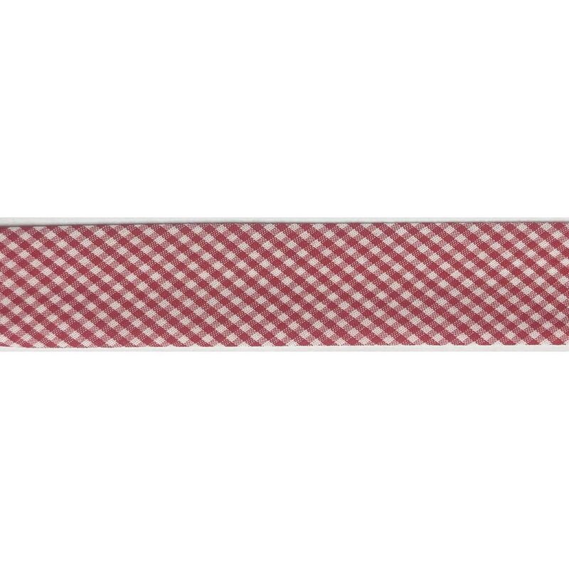RED CHECK Print Cotton Bias Binding, 25mm Single Folded By The Metre
