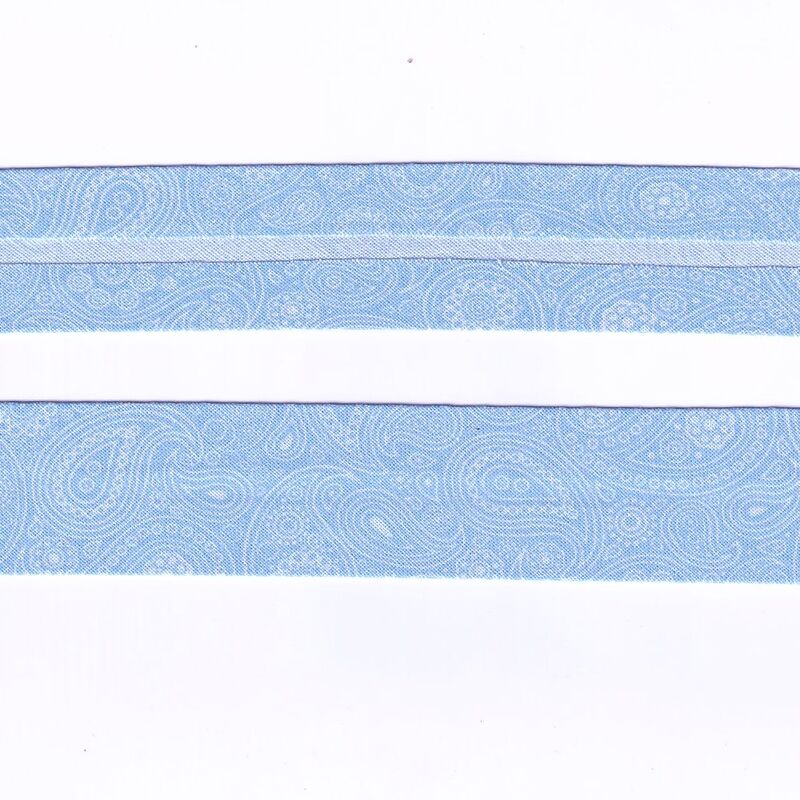 JACOBEAN SKY Print Cotton Bias Binding, 25mm Single Folded 5 Metre Pack