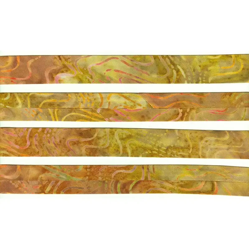 BATIK NATIVE GOLD Cotton Bias Binding, 25mm Single Folded By The Metre