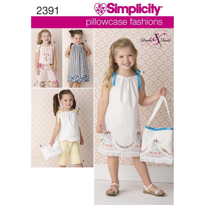 Child's vintage pillow case fashion Simplicity Sewing Pattern 2391