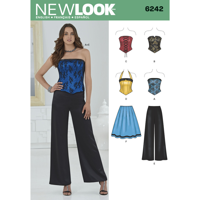 New Look Sewing Pattern 6242 Misses' Corset Top, Pants and Skirt