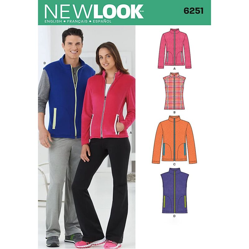 New Look Sewing Pattern 6251 Misses and Men's Jacket or Vest