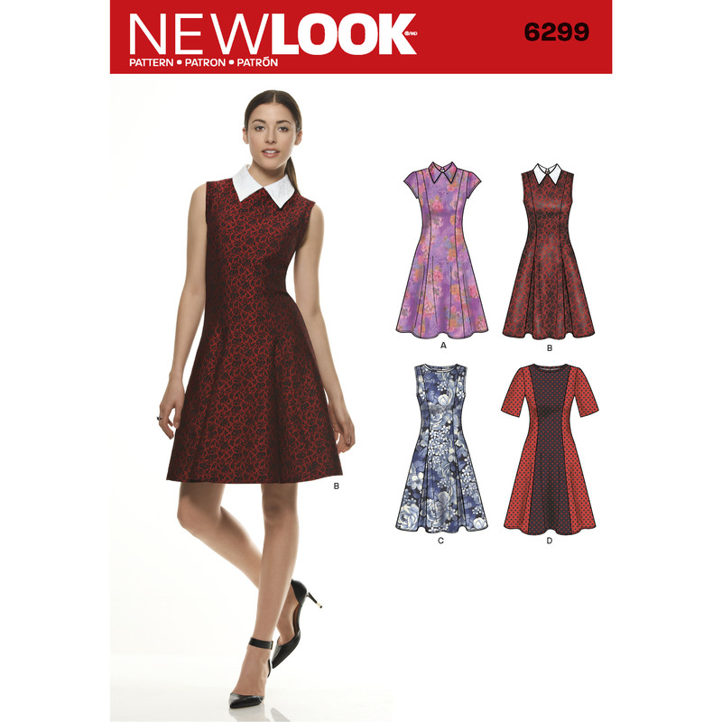 New Look Sewing Pattern 6299 Misses' Dress with Neckline & Sleeve Variations