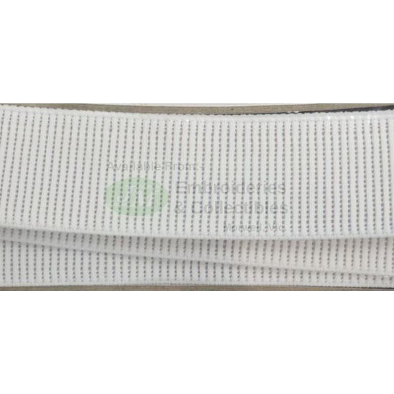 32mm Ribbed Non-Roll Elastic WHITE Pre-cut 1 Metre Piece