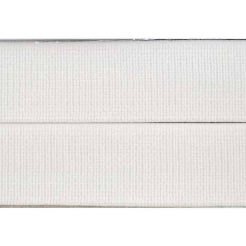 WHITE 12mm Heavy Woven (High Density) Non-Roll Elastic, per metre
