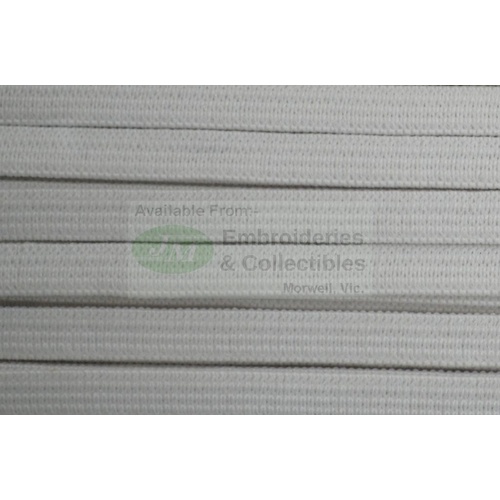 Uni-Trim Premium Double Knitted 6mm Elastic WHITE, 100% Polyester, FULL 120 Metre Roll