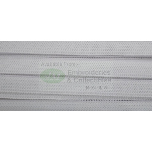 Uni-Trim Premium Double Knitted 9mm Elastic White, 100% Polyester, Per Metre