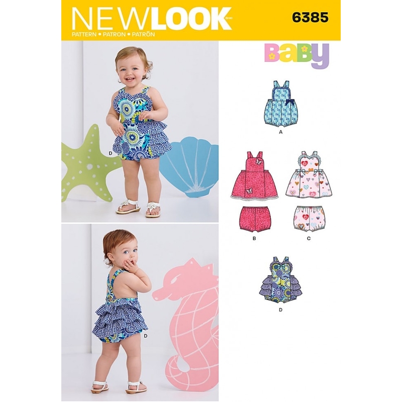 New Look Sewing Pattern 6385 Babies Dress, Romper and Panties