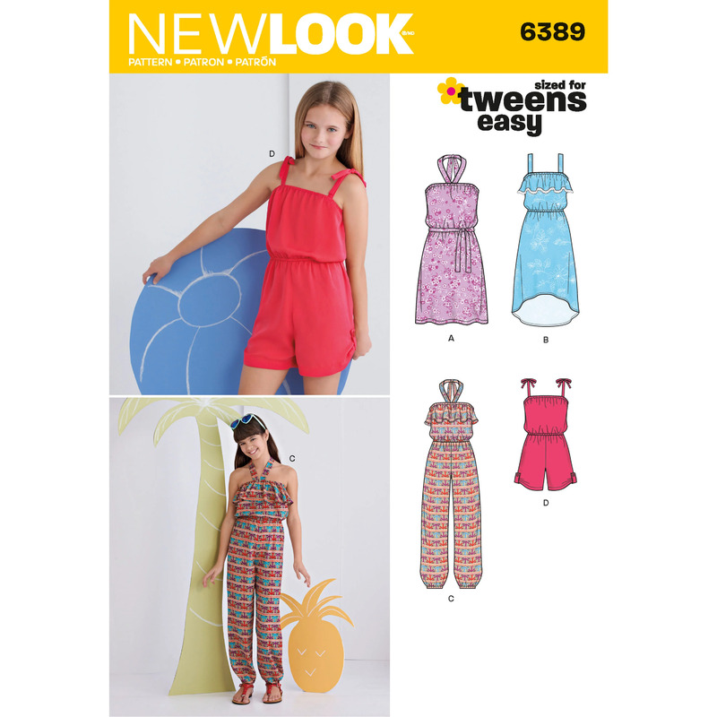 New Look Sewing Pattern 6389 Girls' Easy Jumpsuit, Romper and Dresses