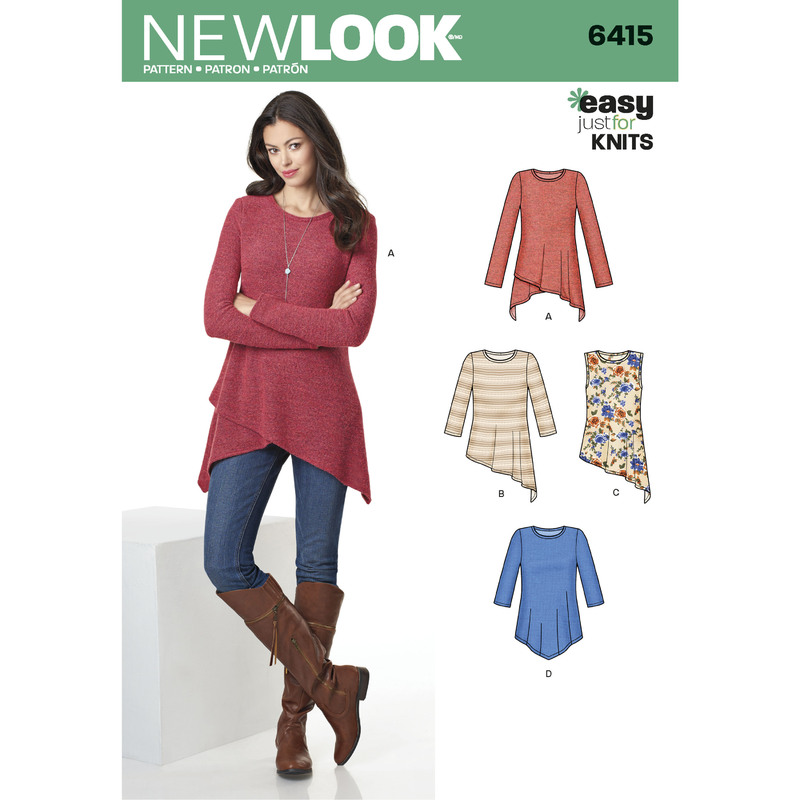 New Look Sewing Pattern 6415 Misses' Knit Tunics