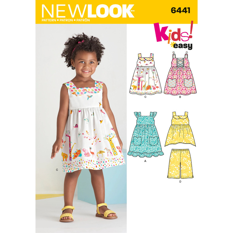New Look Sewing Pattern 6441 Toddlers' Easy Dresses, Top and Cropped Pants