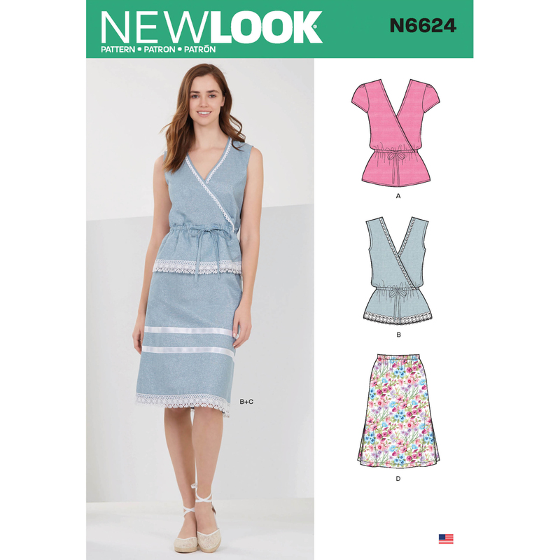 New Look Sewing Pattern N6624 Misses' Tops And Pull On Skirts