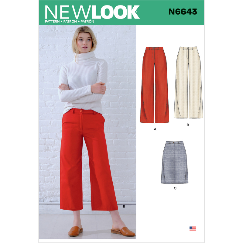 New Look Sewing Pattern N6643 Misses' Wide Leg Pants and Skirt