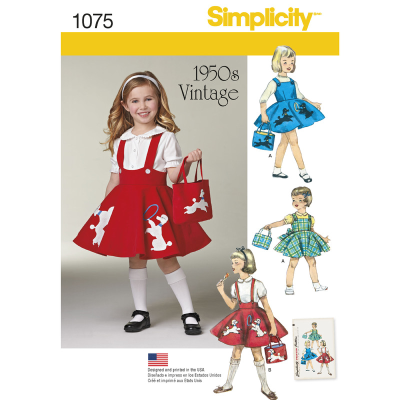 Child's Jumper, Skirt and Bag Simplicity Sewing Pattern 1075