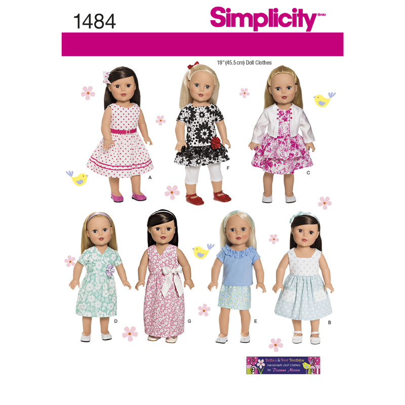 18" Doll Clothes Simplicity Sewing Pattern 1484