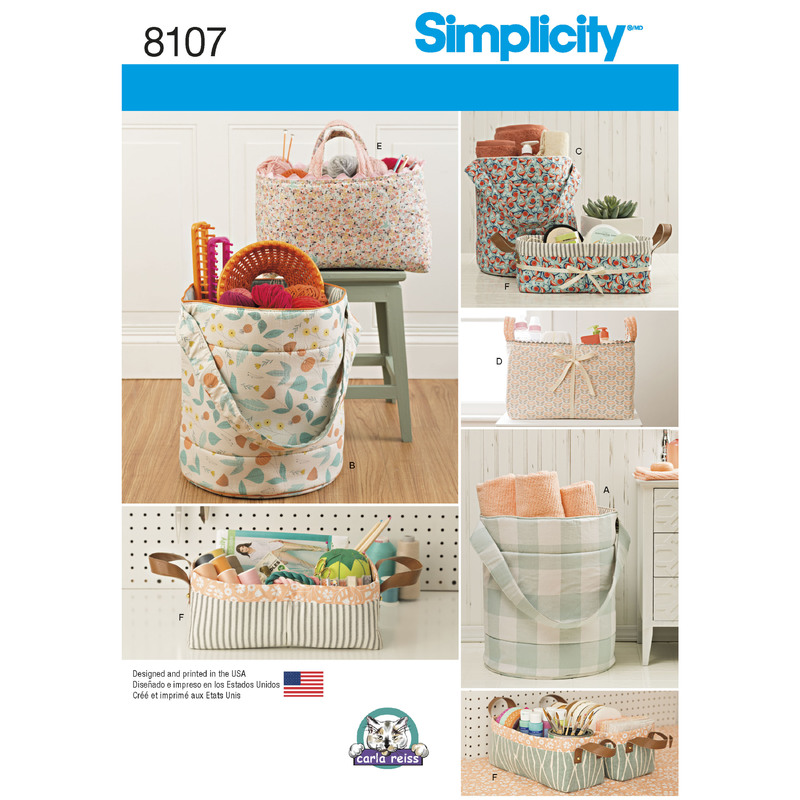 Bucket, Basket & Tote Organizers Simplicity Sewing Pattern 8107
