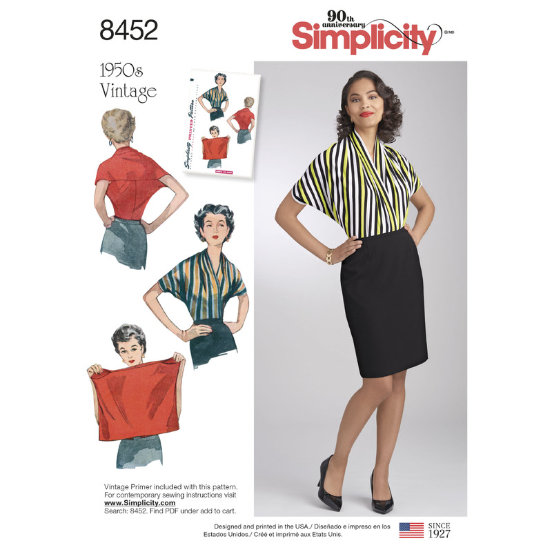 Pattern 8452 Women's Vintage Knit Blouse Simplicity Sewing Pattern 8452
