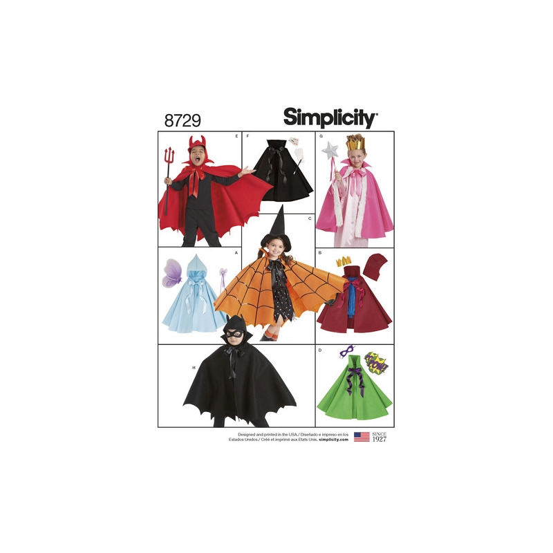 Pattern 8729 Child's Cape Costumes Simplicity Sewing Pattern 8729