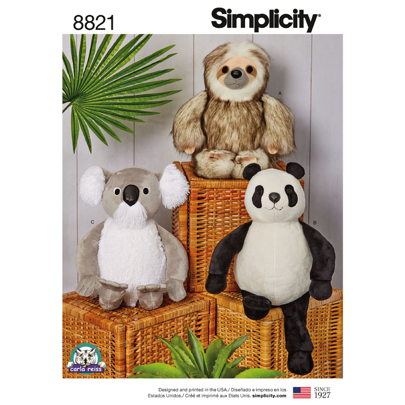 Pattern 8821 15" Stuffed Animals Simplicity Sewing Pattern 8821