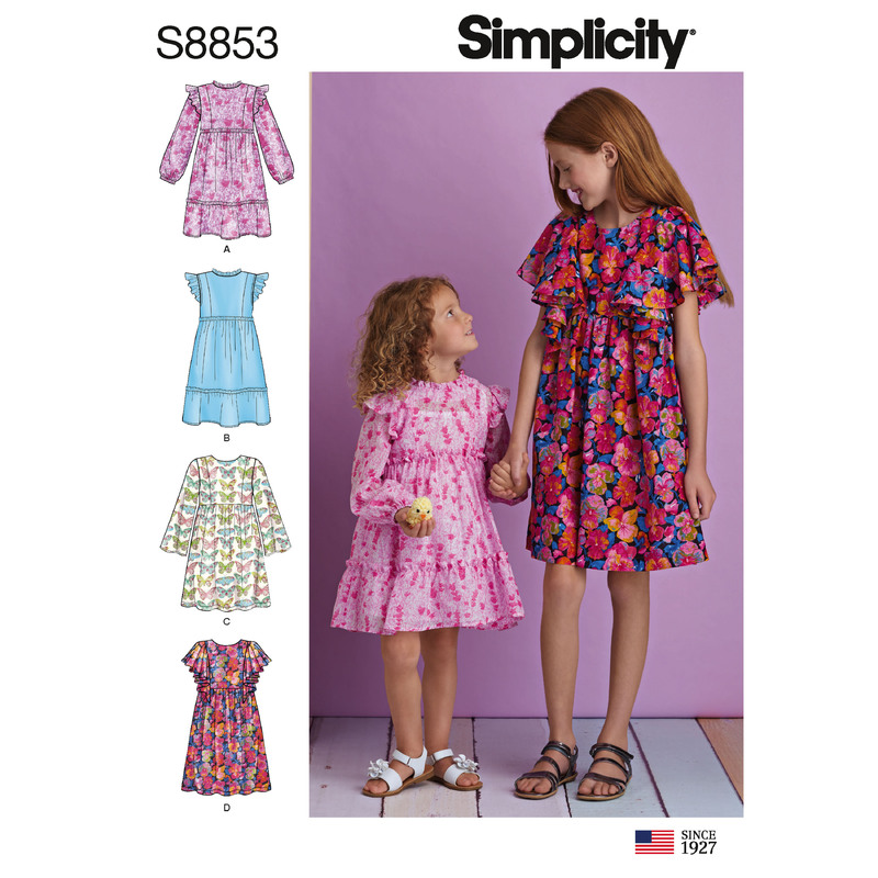 Child's and Girls' Dress Sizes 3-6 Simplicity Sewing Pattern 8853