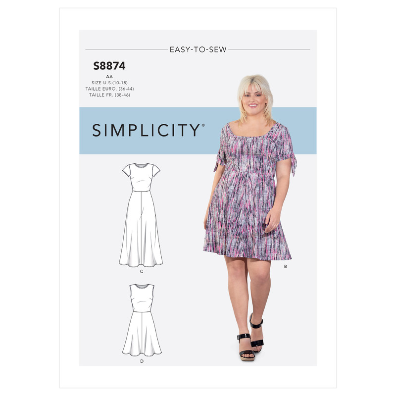 Misses'/Women's Knit Dress Sizes 20W-28W Simplicity Sewing Pattern 8874AA