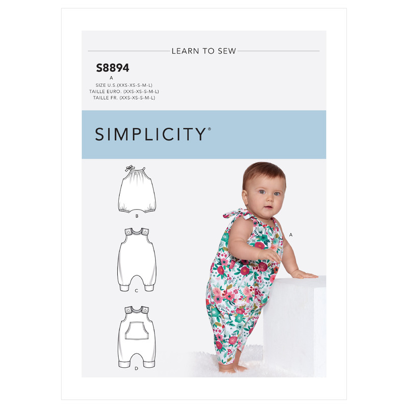 Babies' Knit Romper Sizes XXS-L Simplicity Sewing Pattern 8894