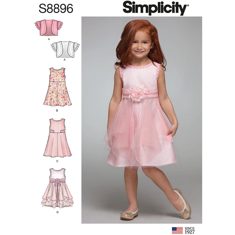 Children's Dress Sizes 3-8 Simplicity Sewing Pattern 8896