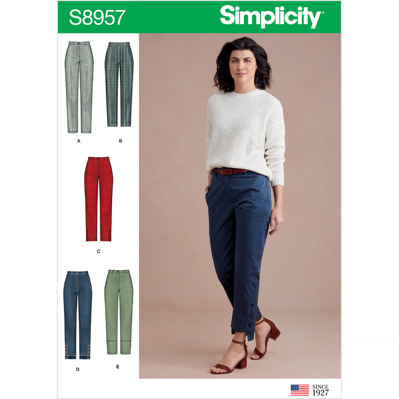 Misses' Slim Leg Pant with Variations Sizes 14-22 Simplicity Sewing Pattern 8957