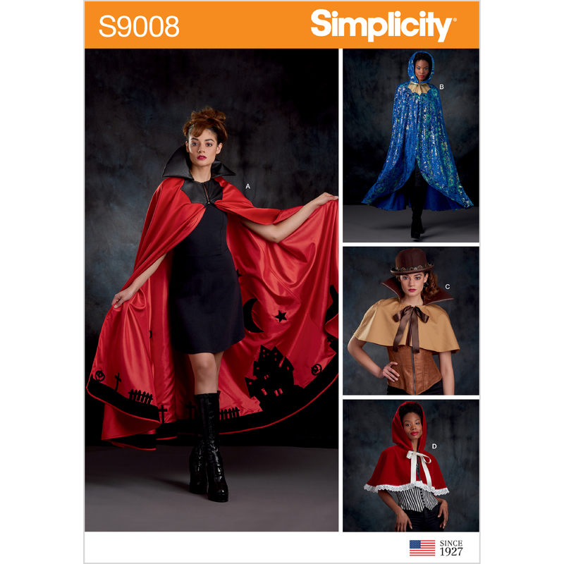 Misses' Cape with Tie Costumes Simplicity Sewing Pattern 9008