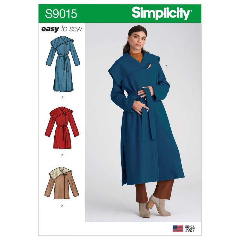 Misses' & Misses' Petite Coat with Belt Sizes 14-16-18-20-22 Pattern 9015