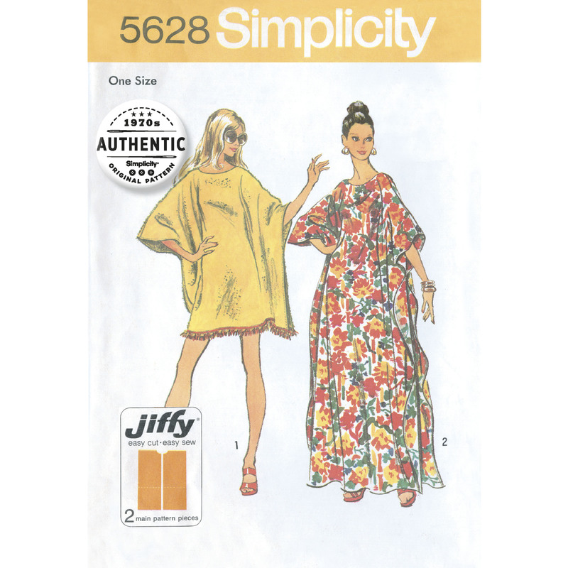 Women's One Size Vintage Jiffy Caftan Simplicity Sewing Pattern 5628