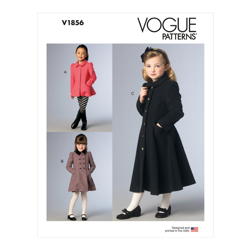 Vogue Sewing Pattern Children's and Girls' Jacket and Coat 1856CL (Sizes 6-8)
