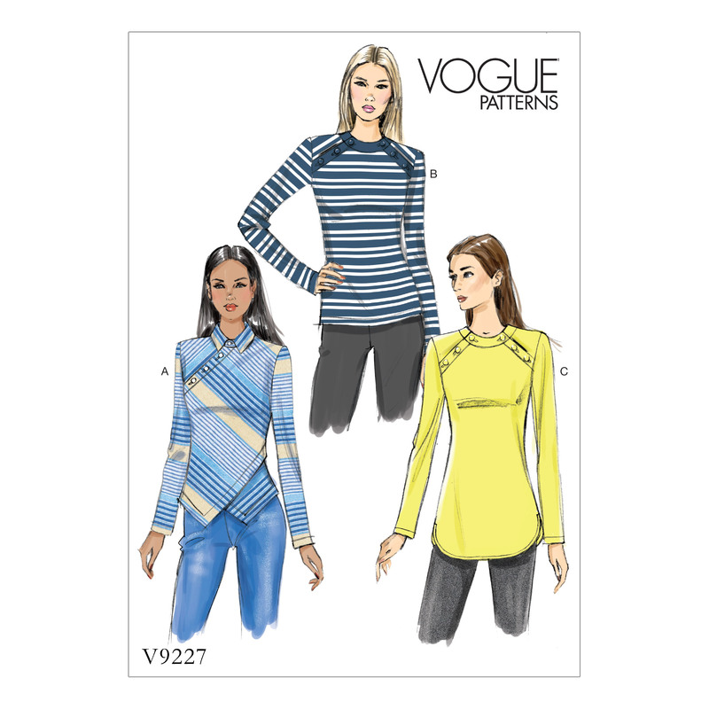 Vogue Sewing Pattern Misses' Button-Detail Tops 9227 A5 (Sizes 6-14)