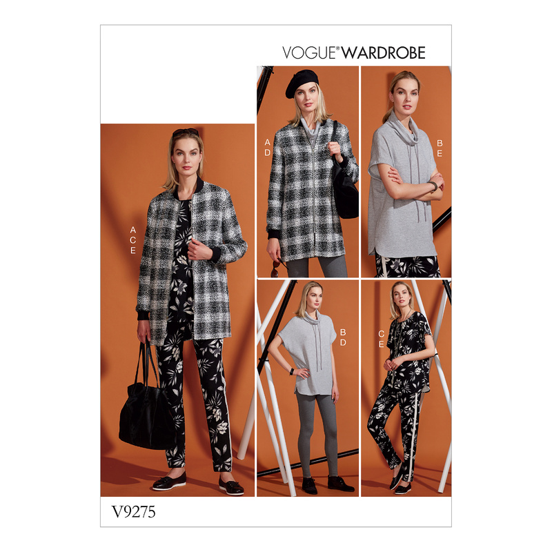 Vogue Sewing Pattern Misses' Lined Zip Jacket, Knit Tunic, Leggings, and Pants 9275ZZ (Sizes L-XL-XXL)