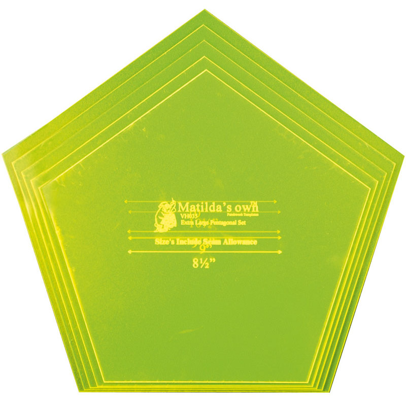 Matildas Own Extra Large Pentagon Template Set (Set of 5) - 8.5in to 10.5in (VH035)