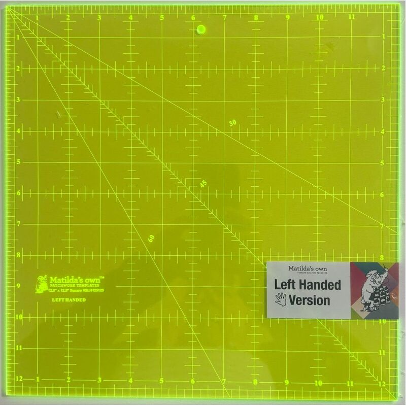 Matilda's Own LEFT HANDED Imperial Square Ruler 12.5inch x 12.5inch, VSLH125125