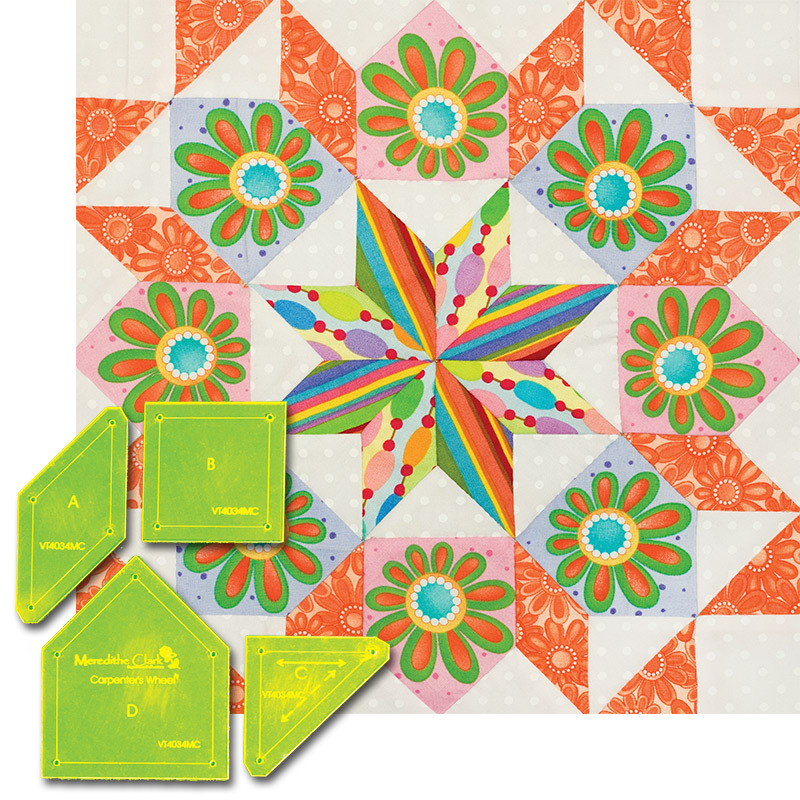 Carpenter's Wheel 4 Piece Patchwork Template Set, Instructions Included VT4034MC