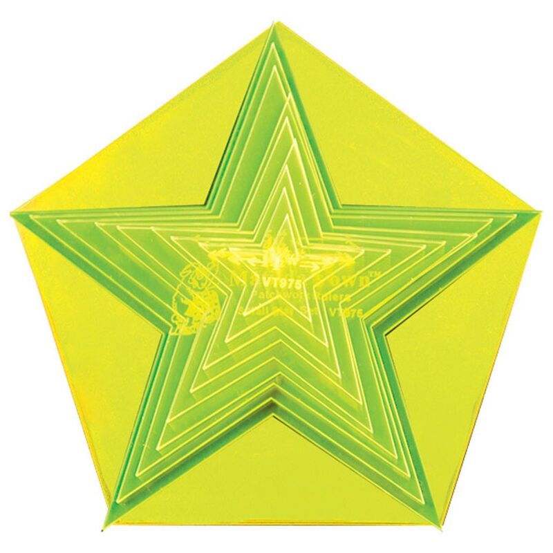 Small Star Set 1" to 5" + 5" Pentagon, 9 Piece Patchwork Template Set, VT975