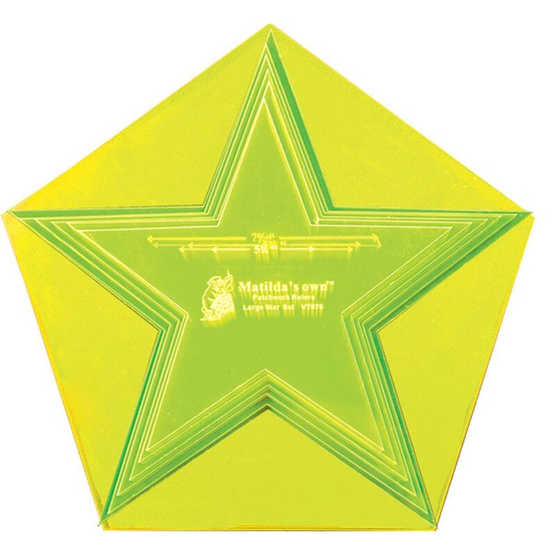 Large Star Set, 5.5" to 8" + 8" Pentagon, 7 Piece Patchwork Template Set, VT976
