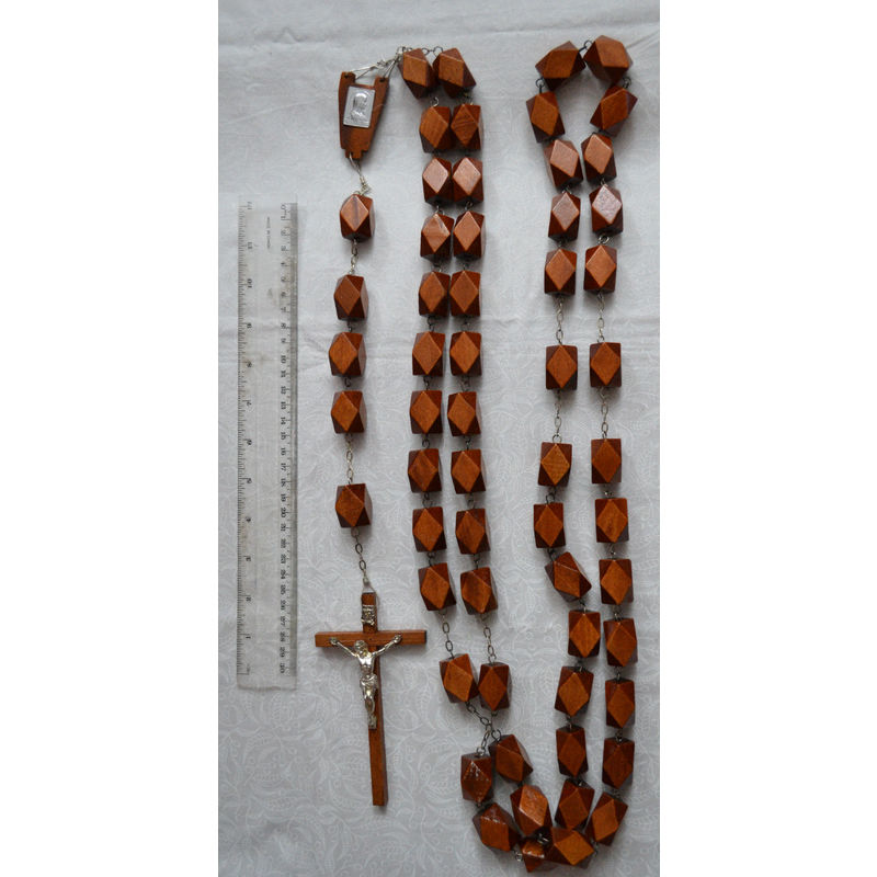 Large Wood Wall Rosary, 152cm Drop, 135mm Crucifix