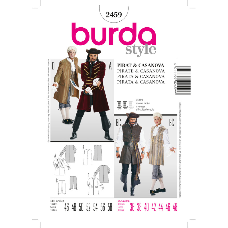 Burda Style B2459 Pirate & Casanova Costume Sewing Pattern Burda Sewing Pattern 2459