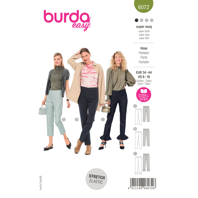 6072 BUR MISSES SKIRT / PANTS Burda Sewing Pattern 6072