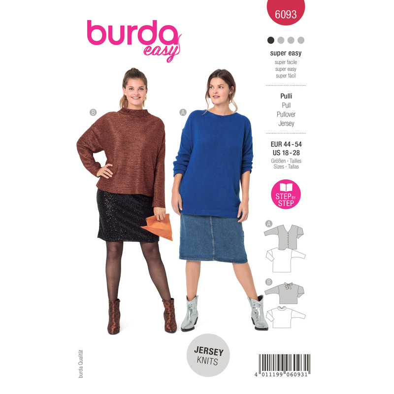 6093 BUR PLUS SIZE TOP / VEST Burda Sewing Pattern 6093