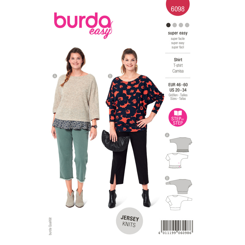 6098 BUR PLUS SIZE TOP / VEST Burda Sewing Pattern 6098
